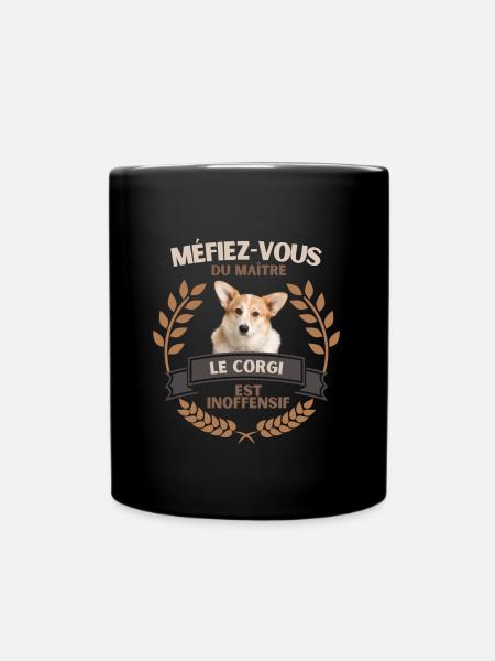 Corgi - Méfiez-vous du maître - Mug uni - noir