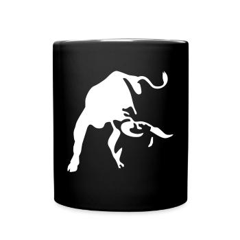 Minimalistische Bullen-Silhouetten-Kunst - Tasse einfarbig - Schwarz - Vorne