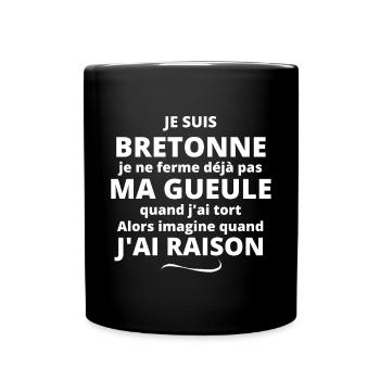 Bretagne, je suis bretonne, bretonne - Mug uni - noir - Devant