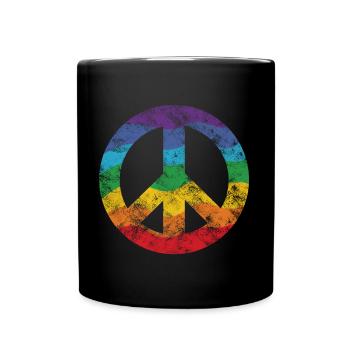 Regenbogen Peacezeichen - Tasse einfarbig - Schwarz - Vorne
