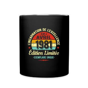 MILLÉSIME AVRIL 1981 ÉDITION LIMITÉE - Mug uni - noir - Devant
