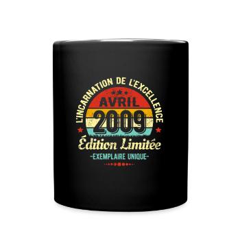 MILLÉSIME AVRIL 2009 ÉDITION LIMITÉE - Mug uni - noir - Devant