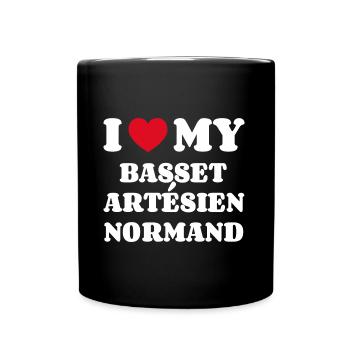 I Love My Basset Artésien Normand - Full Colour Mug - black - Front