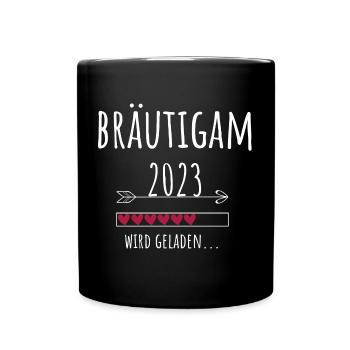 Zukünftiger Bräutigam 2023 Hochzeit Verlobung - Tasse einfarbig - Schwarz - Vorne