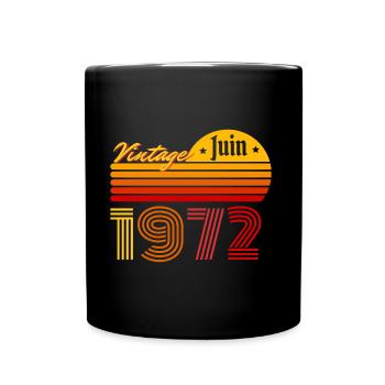 Vintage June 1972 retro, 50 years anniversary - Full Colour Mug - black - Front