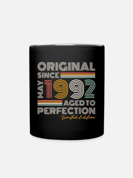 Mai 1992 Vintage Jahrgang Geburtstag Retro - Tasse einfarbig - Schwarz