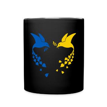 Ukraine Peace Friedenstaube - Tasse einfarbig - Schwarz - Vorne