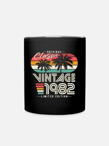 Vintage 1982 Jahrgang Geburtstag Retro Geschenk - Tasse einfarbig - Schwarz