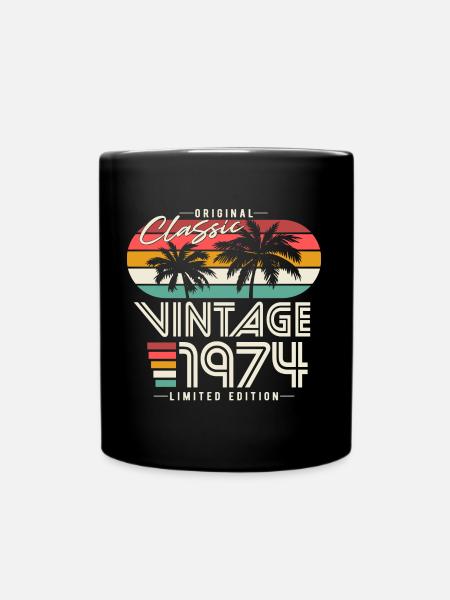 Vintage 1974 Jahrgang Geburtstag Retro Geschenk - Tasse einfarbig - Schwarz