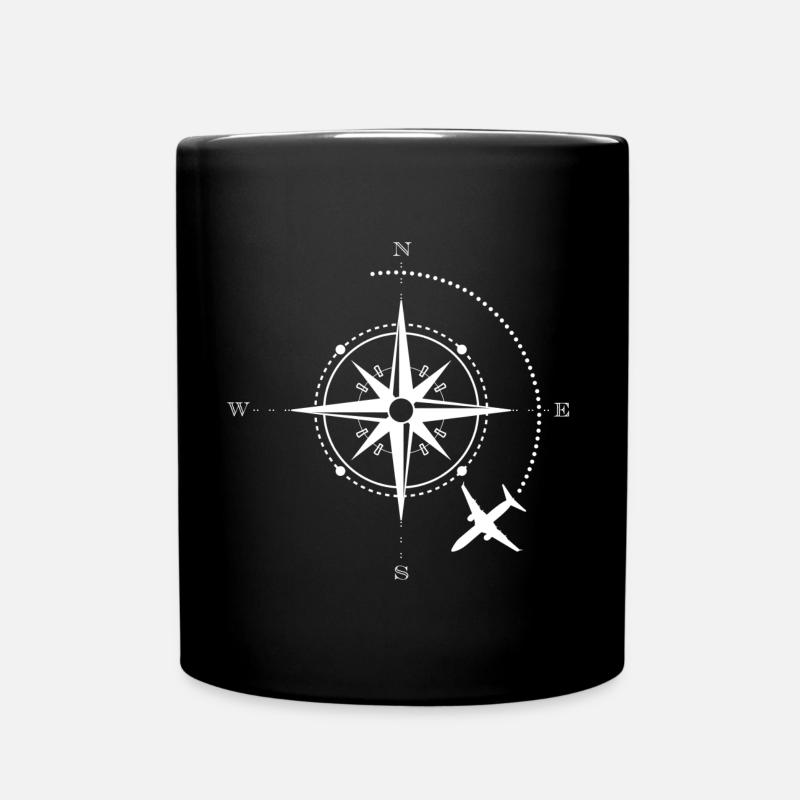 Boussole de voyage J’aime voyager voyageur - Mug uni - noir
