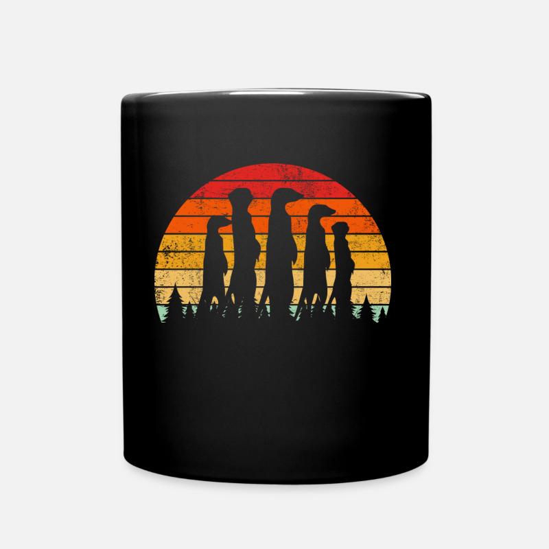 Erdmännchen Retro Geschenk - Tasse einfarbig - Schwarz