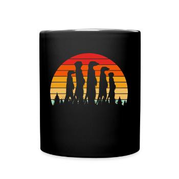 Erdmännchen Zoo Safari Tier Retro - Tasse einfarbig - Schwarz - Vorne
