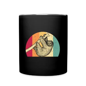 Retro Faultier - Tasse einfarbig - Schwarz - Vorne