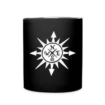Soleil blanc et boussole - Mug uni - noir - Devant
