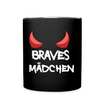 braves liebes mädchen kleiner teufel devil - Tasse einfarbig - Schwarz - Vorne