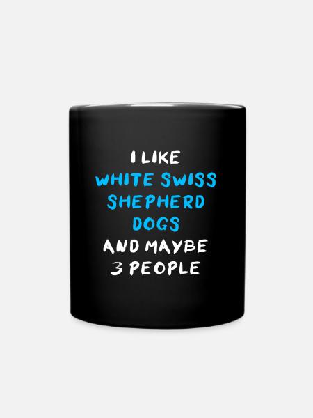 White Swiss Shepherd Dog - Full Colour Mug - black