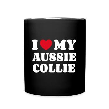 I Love My Aussie Collie - Full Colour Mug - black - Front