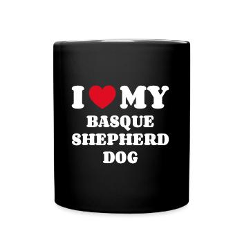 I Love My Basque Shepherd Dog - Tasse einfarbig - Schwarz - Vorne