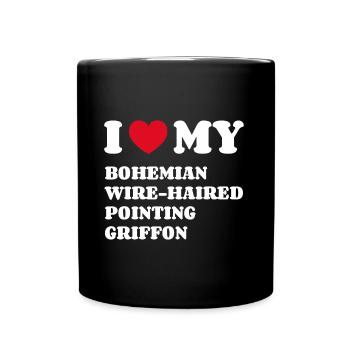 J’adore mon griffon pointant aux cheveux de bohème - Mug uni - noir - Devant