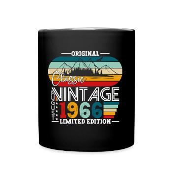 Jahrgang 1966 56. Geburtstag Geschenk August Fun - Tasse einfarbig - Schwarz - Vorne