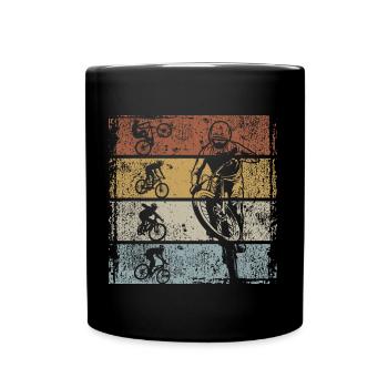 Mountainbike MTB Trikot Retro Downhill - Tasse einfarbig - Schwarz - Vorne