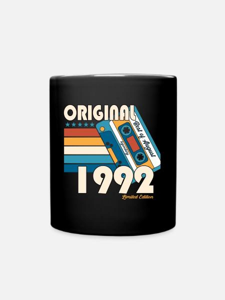 Jahrgang 1992 30. Geburtstag Geschenk August Fun - Tasse einfarbig - Schwarz