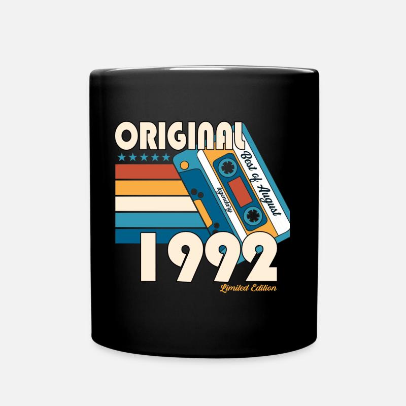 Jahrgang 1992 30. Geburtstag Geschenk August Fun - Tasse einfarbig - Schwarz