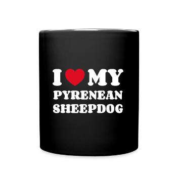 J’aime mon chien de berger des Pyrénées - Mug uni - noir - Devant