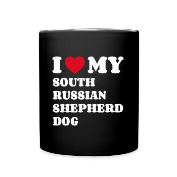 I Love My South Russian Shepherd Dog - Full Colour Mug - black - Front