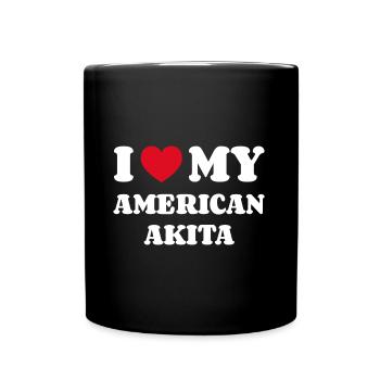 J’aime mon Akita américain - Mug uni - noir - Devant
