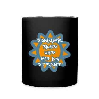 Sommer Sand Strand Eis SPruch - Tasse einfarbig - Schwarz - Vorne