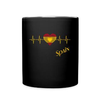 Spain heart heartbeat - Tasse einfarbig - Schwarz - Vorne