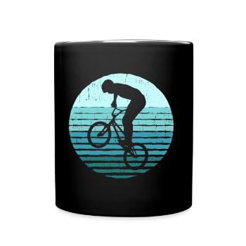 BMX Fahrrad Motiv Retro Freestyle BMX Kinder Junge - Tasse einfarbig - Schwarz - Vorne