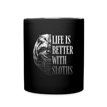 Life Is Better With Sloths Faultier Retro - Tasse einfarbig - Schwarz - Vorne