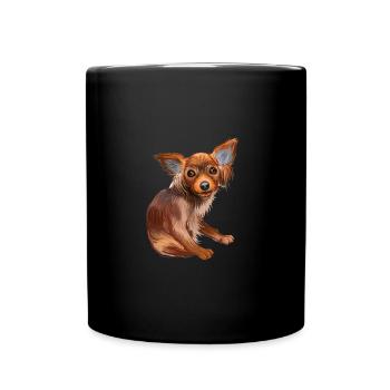 Russian Toy Dog Watercolor Illustration - Full Colour Mug - black - Front