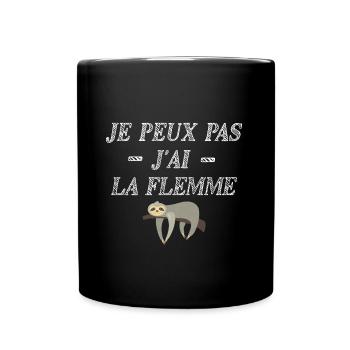 Tee shirt je peux pas j ai la flemme - Mug uni - noir - Devant