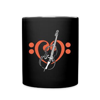 Cœur de clés basses avec contrebasse - Mug uni - noir - Devant