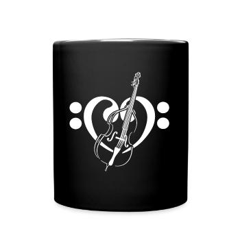 Cœur de clés basses avec contrebasse - Mug uni - noir - Devant