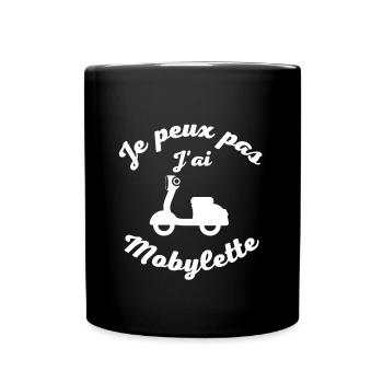 Je peux pas j ai mobylette - Mug uni - noir - Devant