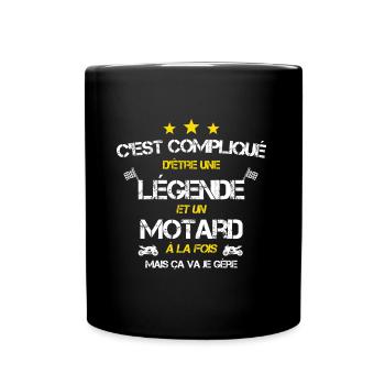 Légende motard humour - Mug uni - noir - Devant