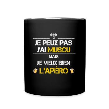 Je peux pas j ai muscu humour - Mug uni - noir - Devant