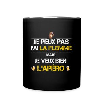 Je peux pas j ai la flemme - Mug uni - noir - Devant