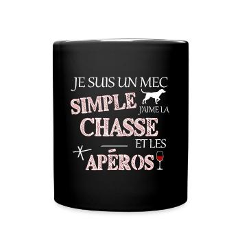 Un mec simple chasse humour - Mug uni - noir - Devant