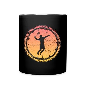 Badminton Player Badminton Player Retro Badminton Player - Full Colour Mug - black - Front