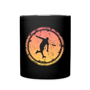 Discgolf Spieler Disc Golf retro Discgolfer Motiv - Tasse einfarbig - Schwarz - Vorne