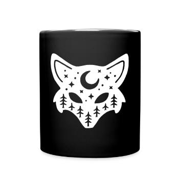 White fox totem of nature - Full Colour Mug - black - Front