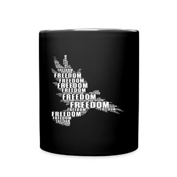 Freiheit Frieden Peace Adler Falke T-Shirt - Tasse einfarbig - Schwarz - Vorne