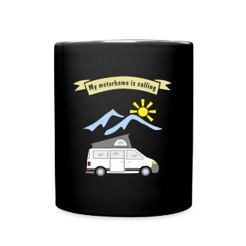 motorhome is calling - Tasse einfarbig - Schwarz - Vorne