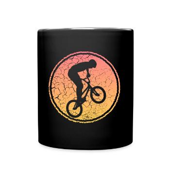 BMX Fahrrad Freestyle Retro BMX Fahrer - Tasse einfarbig - Schwarz - Vorne