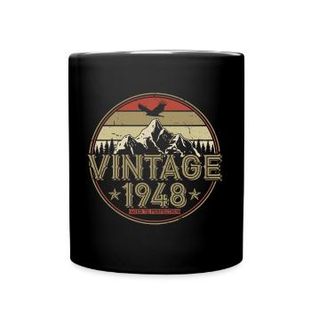 1948 born birthday gift retro - Full Colour Mug - black - Front